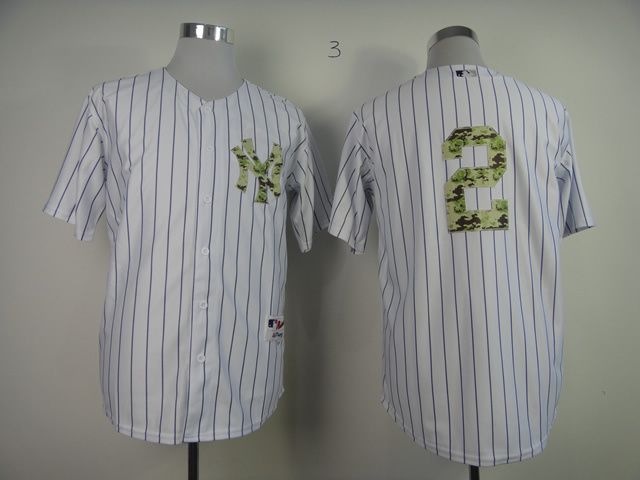 Men New York Yankees #2 Jeter White Camo MLB Jerseys